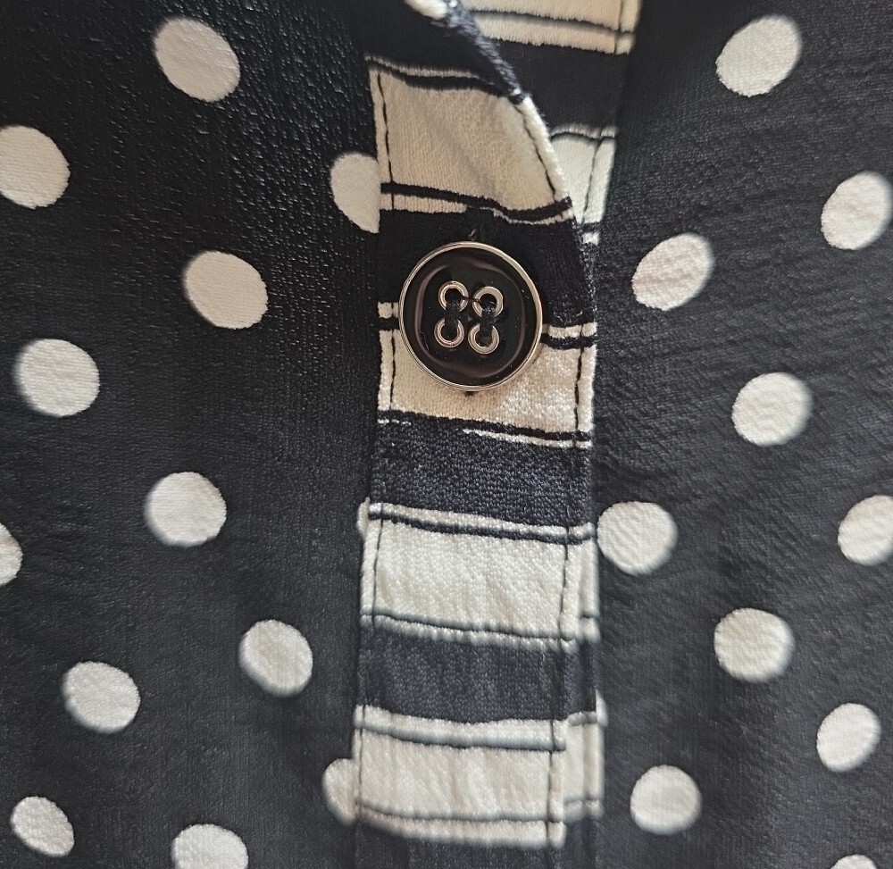 Multiples Black and White Polka Dot Button-Front Blouse XL - Picture 3 of 4